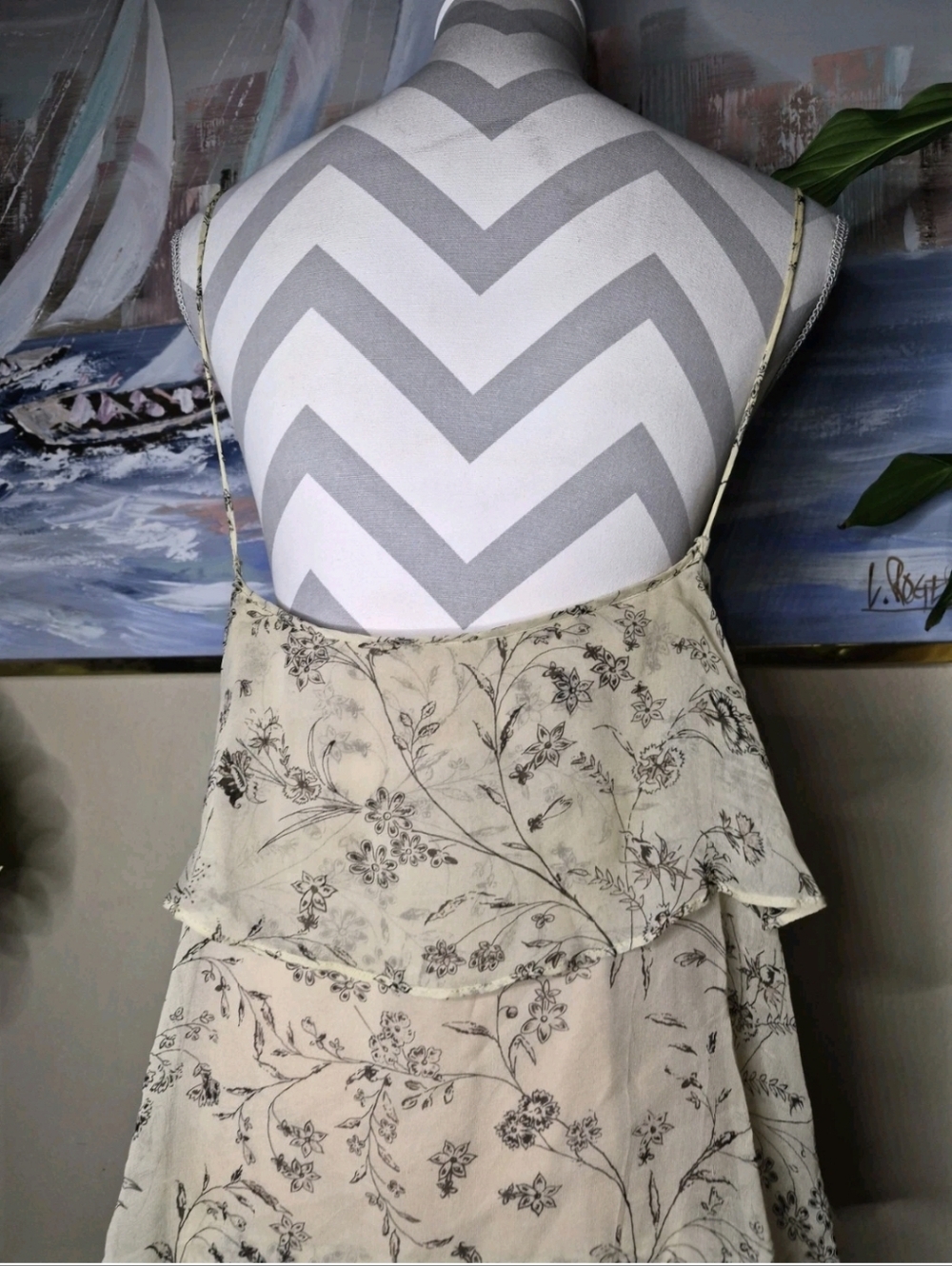 Paper Crown Cream Floral Ruffled Tiered Maxi Dress - Picture 6 of 8